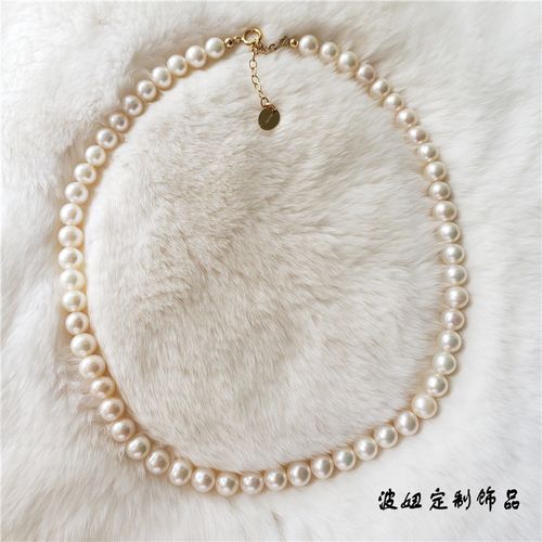 经典基础款天然淡水珍珠项链女夏七夕礼物 珠珠链高品质珠光极亮