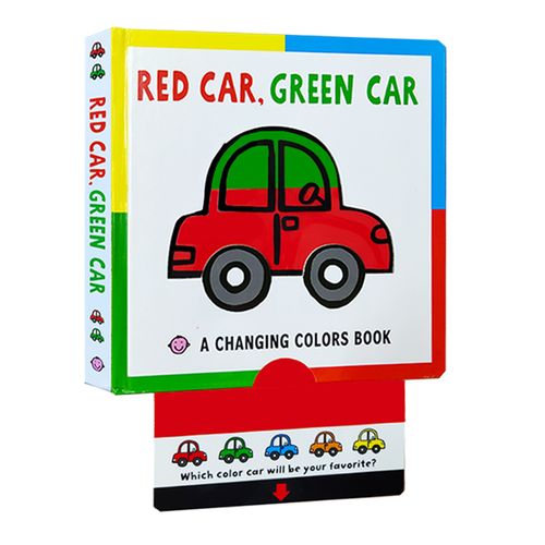 red car green car 幼儿颜色启蒙认知抽拉操作纸板书交通工具系列单词