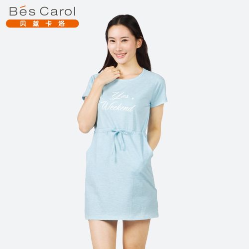 bescarol贝兹卡洛连衣裙女夏装新款收腰修身显瘦休闲棉裙631730
