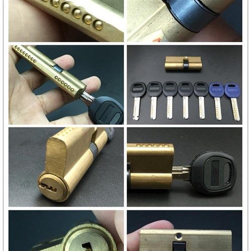 盗锁门芯锁具纯铜abc锁7中b心偏心防火门防盗锁芯芯把钥匙