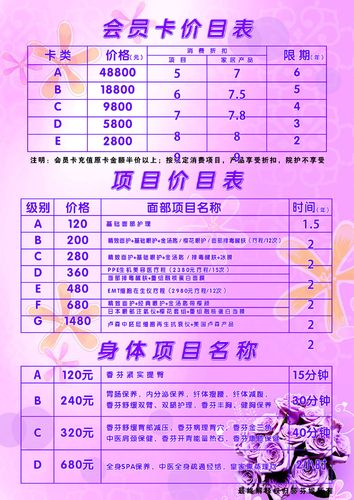 624海报印制海报展板素材5spa价格表价目表
