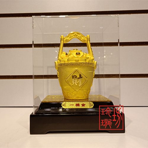 绒沙金 黄金摆件 乔迁送礼 第一桶金 日进桶金 如意一桶金