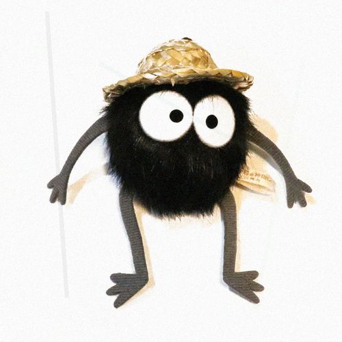 高档驱霉运可爱草帽黑煤球煤炭毛球包包挂件毛绒拉震黑炭球小实用