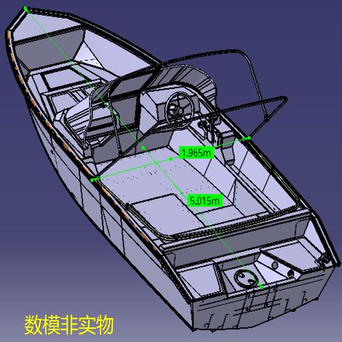 5m米小快艇小船3d三维几何数模型垂钓鱼船巡逻艇渔船stp图纸挂机