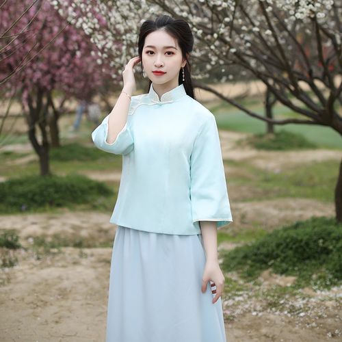 民国风复古女装现代改良汉服女日常中国风民族茶艺汉元素套装抖音