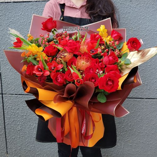 西安花店红色郁金香针垫花鲜花速递生日送长辈送领导