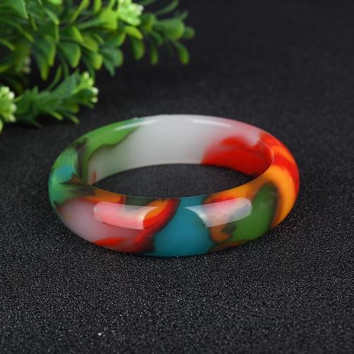 天然新疆戈壁玉彩玉手镯天然鸡血红金丝玉玉镯女款玉石彩玉手镯子