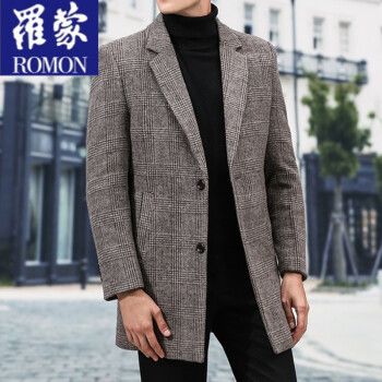 罗蒙风衣男2021秋季新款商务休闲中长款外套时尚大码春秋款大衣纯色