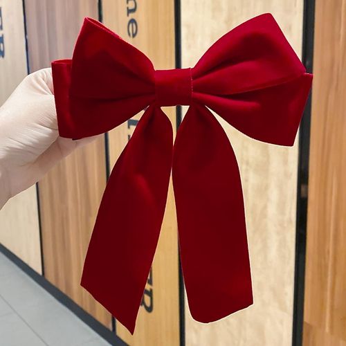韩国简约气质红色蝴蝶结新娘 新娘女订婚ins扎马尾发圈发饰品头饰