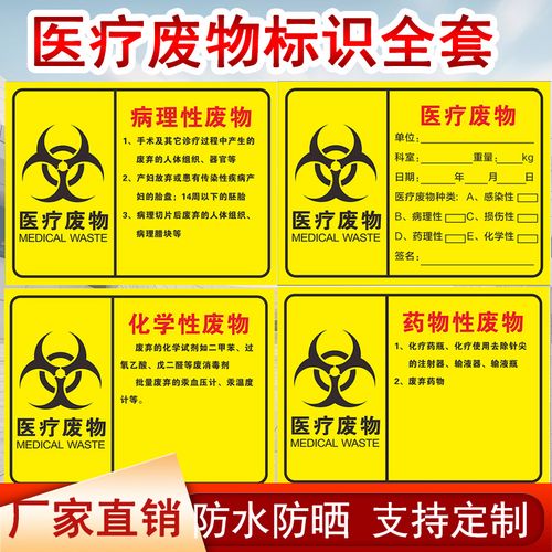 医疗废物标贴警示标志标贴暂存处暂存间仓库警示警告提示牌垃圾标志贴