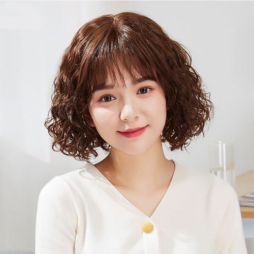 假发真发全真人发短发卷发发型女自然减龄时尚全头套式女士假发套