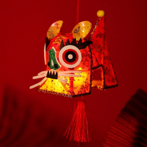 2022新年元宵老虎花灯成品非遗手工古风手提灯笼发光成品立体宫灯 o