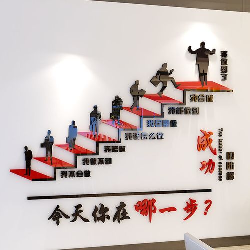 成功的阶梯3d立体励志文字公司办公室文化标语创意背景墙装饰墙贴