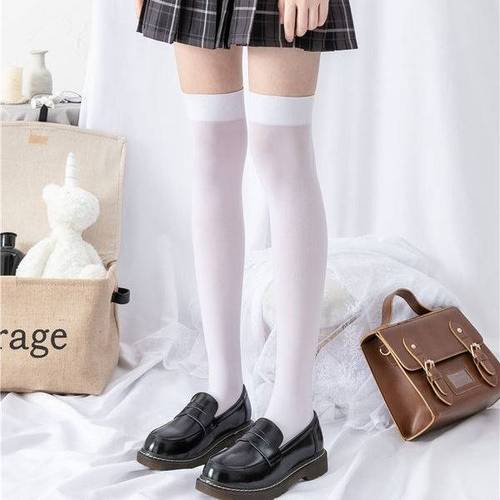 白色长筒显瘦过膝袜jk日系女春秋款丝袜学生韩版学院