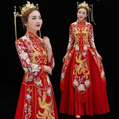 秀禾服新娘婚纱敬酒礼服新款古装嫁衣中式结婚礼服结婚衣服女修身