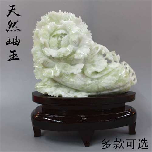 新辽宁岫玉摆件天然玉石白菜家居客厅招财玉器玉雕玄关白玉大白菜