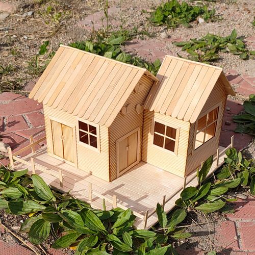 雪糕棒棍木条diy手工制作房子建筑模型材料冰棒t棍棒别墅拼装玩具