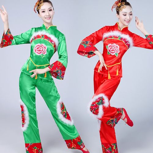 2021新款秧歌服演出服广场舞服装新款套装秋冬季二人转女成人红绿