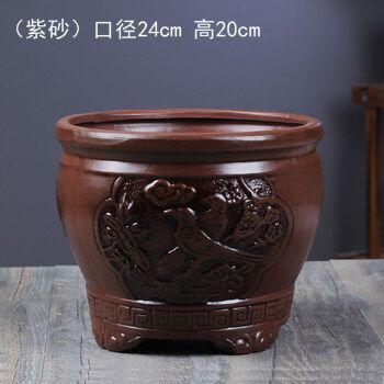 特大紫砂花盆绿植中国风室内束腰竹韵兰花盆 君子兰 吊兰文竹盆景