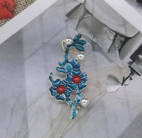 景泰蓝珐琅胸针民族风汉服配饰植物花卉旗袍别针光辉饰界新款饰品