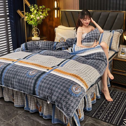 轻奢加厚金貂绒绒四件套秋冬双面加绒套绒保暖被套床裙款抖音网红sn