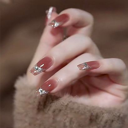 手工定制成品指甲贴片西柚果冻色冰透美甲可拆卸穿戴甲新娘孕妇甲