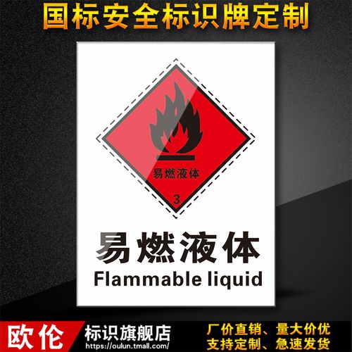 易燃液体 消防安全标识牌警示标志提示标示标牌子贴纸亚克力定制车间