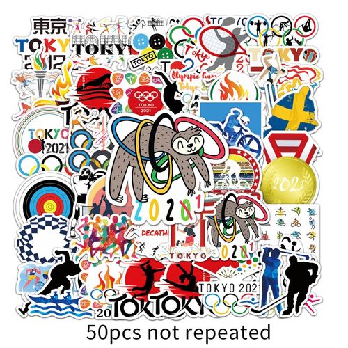 冬季运动会贴画 50张运动会涂鸦贴纸 个性竞技比赛贴纸水杯手账本行李