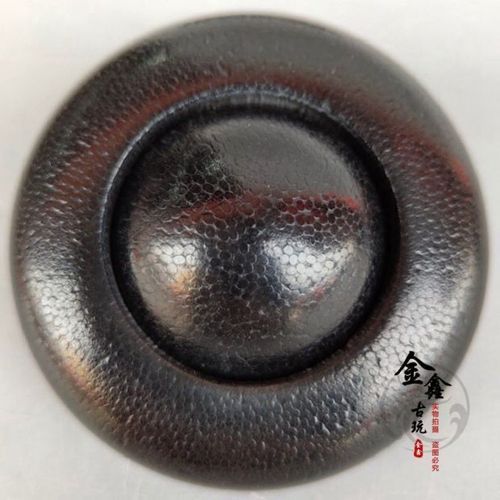 天然耗牛角精雕满身鱼子纹时来运转活环平安扣高仿犀牛角把件收藏