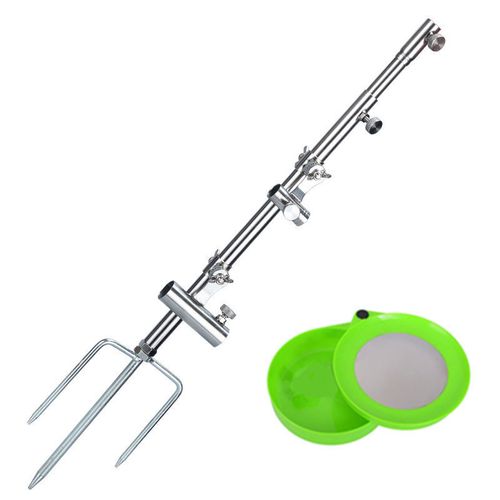 拉饵盘支架野钓三合一地插不锈钢钓鱼炮台多功能插地架渔具 三合一