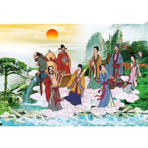 八仙图八仙过海神仙画八仙祝寿图佛像中堂画镇宅辟邪招财风水画47