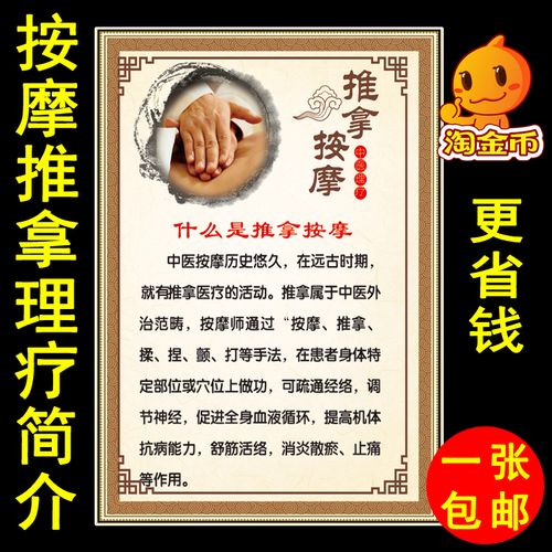 推拿按摩理疗简介知识广告画美容养生会所背部按摩功效宣传海报图