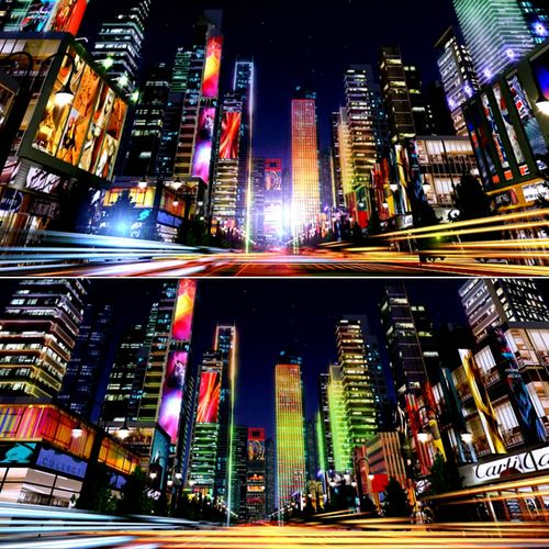 h505繁华都市夜晚霓虹夜景城市高楼道路汽车穿梭 led