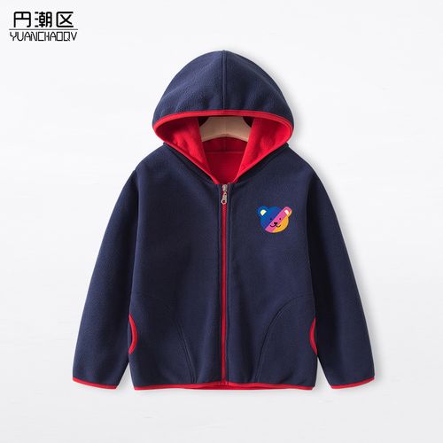 儿童摇粒绒外套春秋装男童加厚拉链开衫男孩卫衣中大童抓绒上衣服