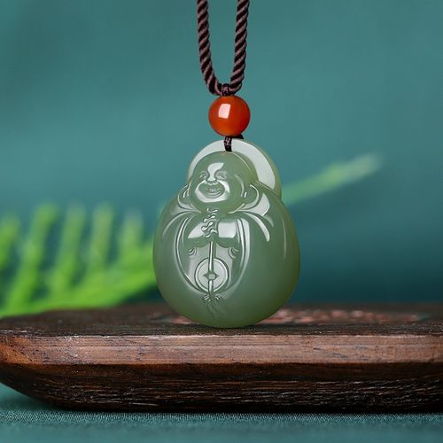 昆仑御 和田玉佛公吊坠女弥勒佛笑佛玉坠女款项链抱抱