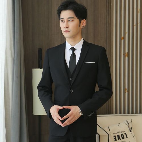 西服套装男士4件套韩版修身小西装职业正装伴郎服装新郎结婚礼服