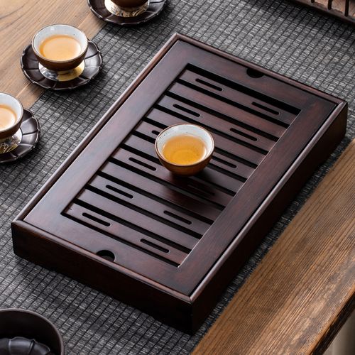 竹制茶盘家用简约小茶海储水式长方形茶托茶台沥水干泡台茶具托盘