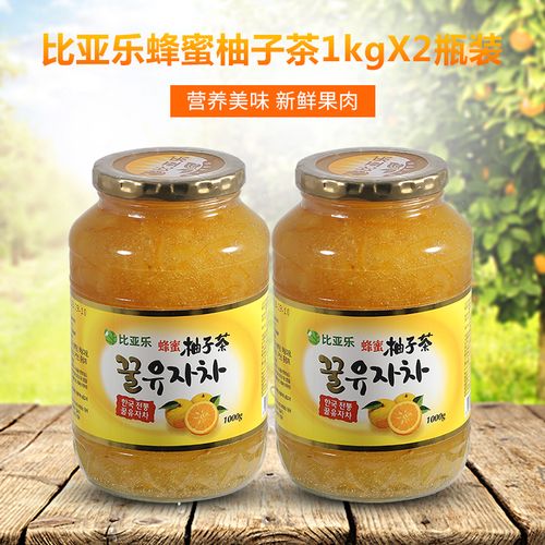 比亚乐蜂蜜柚子茶1000gx2瓶装 韩国原装进口蜜炼柚子酱 果茶饮料