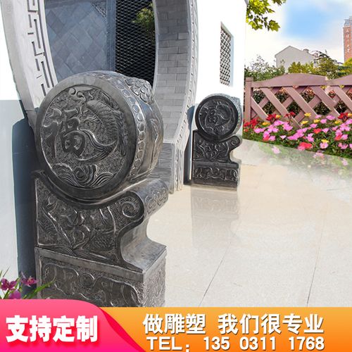 石雕门墩一对青石复古石鼓家用门口石墩摆件石大理石抱鼓石鼓门鼓