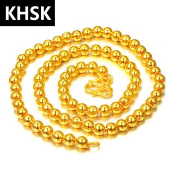 周大福星项链新款时尚男士圆珠足金8k24金k黄金项链金首饰佛珠链生日