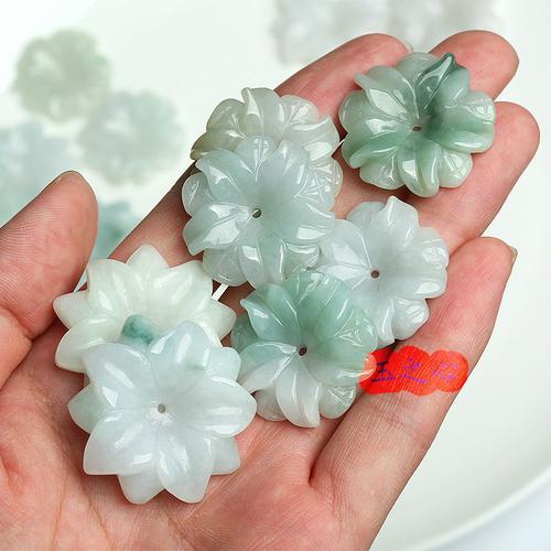 天然翡翠a货紫荆花佩饰 翡翠花朵diy饰物