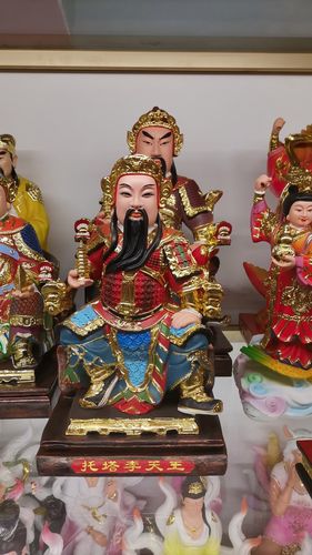 托塔李天王李靖哪吒工艺品摆件12寸16寸树脂道教神像沈阳发货彩绘