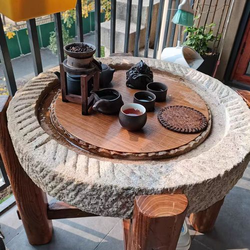 老旧石磨茶台石磨茶桌石磨茶台复古怀旧民间旧石器家用石桌摆件