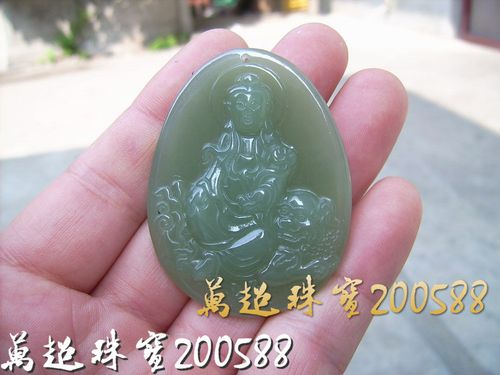 和田玉青玉文殊菩萨挂件吊坠玉佩玉器玉饰佩饰万超珠宝200588