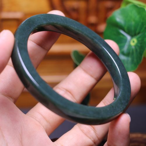 天然塔青和田玉方圆之间玉镯方条形青玉手镯贵妃玉石镯子内圈60