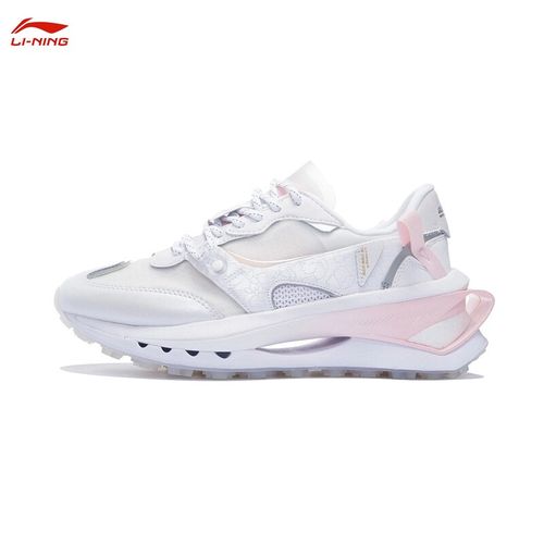 李宁时尚休闲鞋女方圆premium樱花限定款轻量高回弹经典休闲鞋 标准白