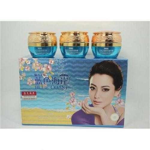 颜如雪系列蓝色海岸精装水动力护肤三合一 三件套化妆品祛班祛斑霜淡