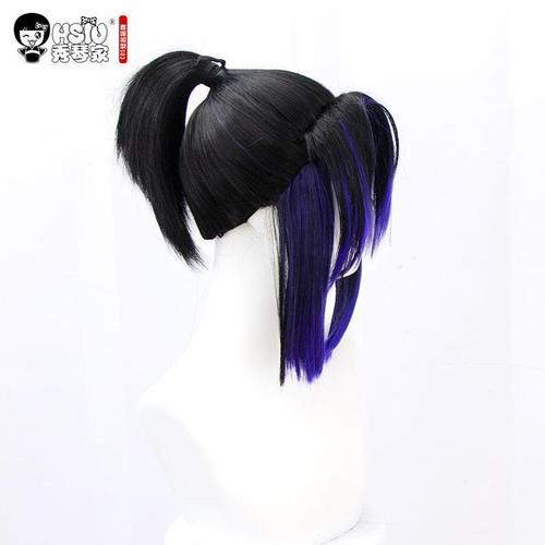 蝴蝶忍cos假发鬼灭之刃cosplay假毛 渐变蓝紫 发饰 靐
