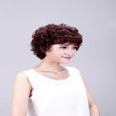 正品真发假发套女士烫短发卷发全头套式自然中老年人