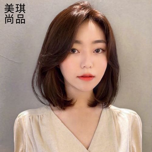 韩式发型女短发气质偏分微卷发真人发丝蓬松自然网红